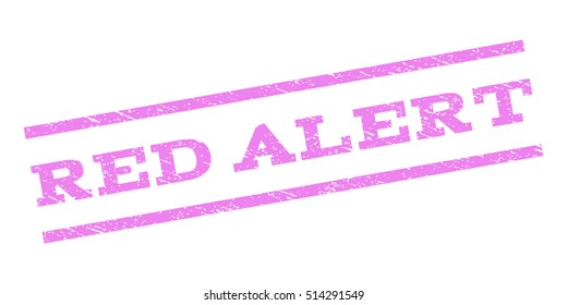Red Alert watermark stamp. Text tag between parallel lines with grunge design style. Rubber seal stamp with dirty texture. Vector violet color ink imprint on a white background.