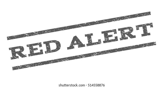 Red Alert watermark stamp. Text tag between parallel lines with grunge design style. Rubber seal stamp with scratched texture. Vector grey color ink imprint on a white background.