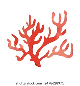 Red algae in watercolor. Hand drawn botanical vector illustration.