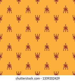Red Algorithm icon isolated seamless pattern on brown background. Algorithm symbol design from Artificial Intelligence collection. Flat design. Vector Illustration