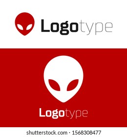 Red Alien icon isolated on white background. Extraterrestrial alien face or head symbol. Logo design template element. Vector Illustration