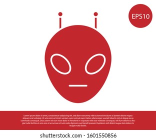 Red Alien icon isolated on white background. Extraterrestrial alien face or head symbol.  Vector Illustration