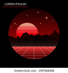 Red alien planet retro style vector illustration