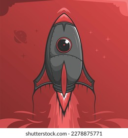 red alien rocket art wallpaper illustration