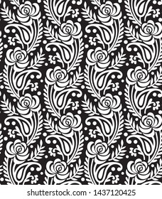 red allover vector floral pattern on black and white