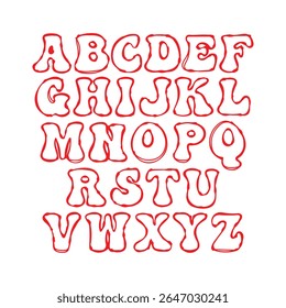 Red Alphabet Doodle Design Set