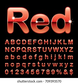 alfabeto rojo, letras redondeadas rojas grasas, ilustración vectorial