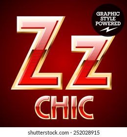 Red alphabet with golden border. Letter Z