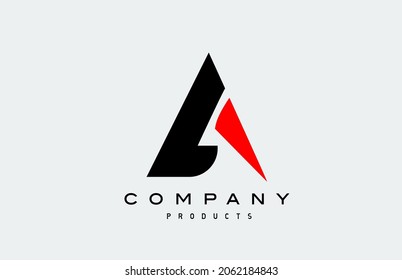 A red alphabet letter logo icon with black colour. Creative design for company and business 