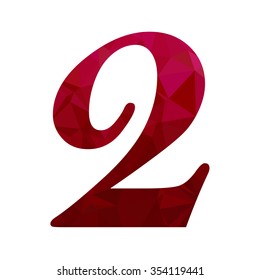 Red Alphabet Number Polygon Style