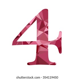 Red Alphabet Number Polygon Style