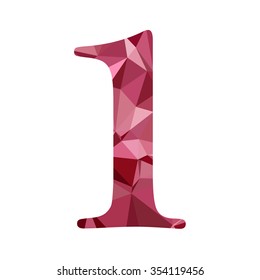 Red Alphabet Number Polygon Style
