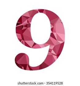 Red Alphabet Number Polygon Style