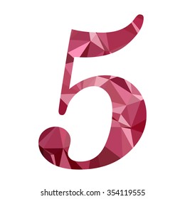 Red Alphabet Number Polygon Style
