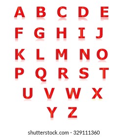 Red alphabet set a to z vector