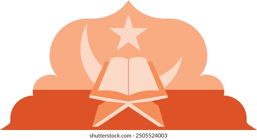 Red Al-Quran Arabic Frame Vector Illustration with Elegant Design