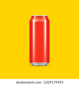 Red aluminum can for beer and soft drinks or energy. Packaging 500 ml.Vector illustration