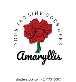 Red Amaryllis Floral Vector Logo