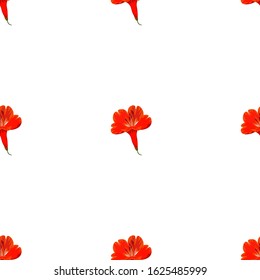 Red Amaryllis. Vector illustration. Seamless background pattern. Floral botanical flower. Wild leaf wildflower isolated. Exotic tropical hawaiian jungle. Fabric wallpaper print texture.