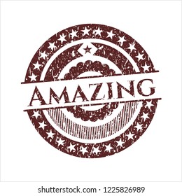 Red Amazing rubber stamp with grunge texture