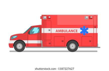 Cartoon Red Ambulance Emergency Car Truck Stock Vector (Royalty Free ...