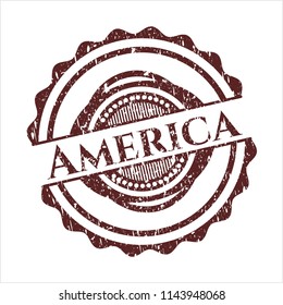 Red America rubber seal with grunge texture