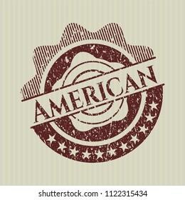 Red American distressed rubber seal with grunge texture