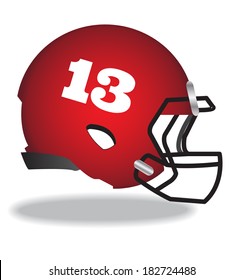 red american football helmet with number 13 isolate on white background vector illustration