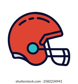 Red American football helmet for sports safety