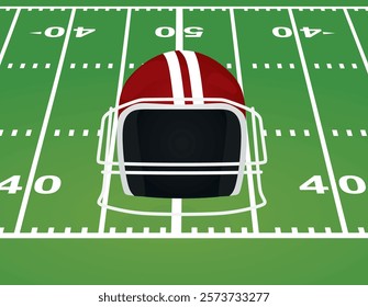 Red American football helmet, vector