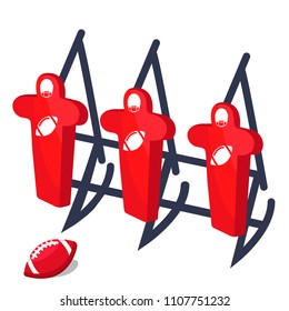 Red american football training equipment. Flat cartoon vector illustration on white background. 