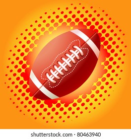 Red american footballs on the bright  background with halftone