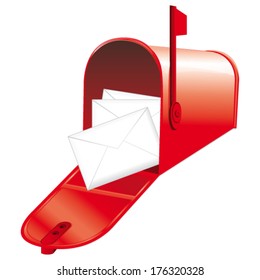 Red american mailbox. Vector icon.