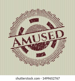 Red Amused distress grunge style stamp
