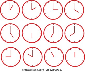 Reloj analógico rojo 24 horas tipo de Vector 