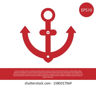 Red Anchor icon isolated on white background.  Vector Illustration