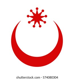 Red ancient design of the star and crescent symbol