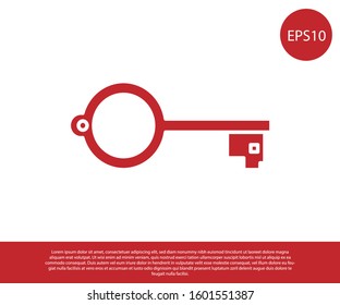 Red Ancient key for game icon isolated on white background.  Vector Illustration