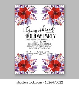 red anemone poppy Wedding invitation  wild free rustic  floral vector template