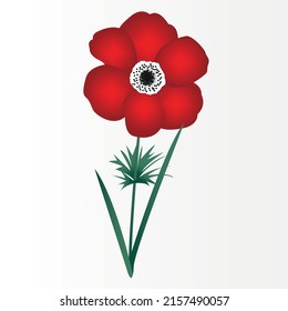Diseño de flor vectorial anemónica roja