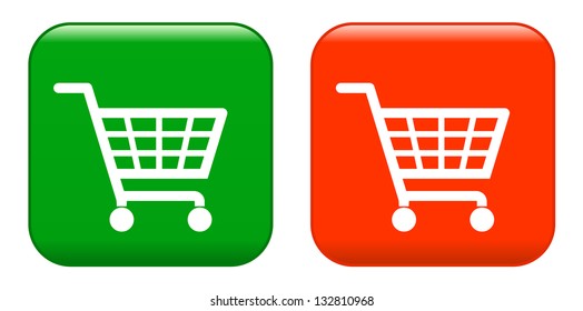 Red anf green shopping basket sign