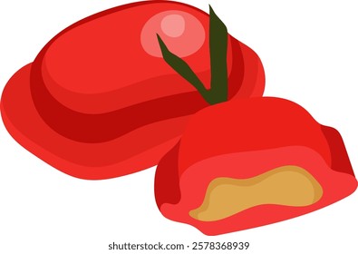 Red Ang ku Cake or Kue Thok Sweet Snack Illustration Isolated on White Background