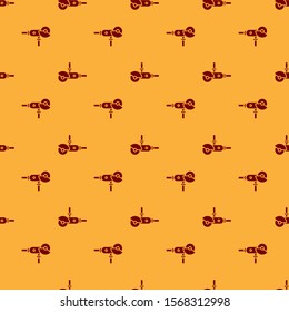 Red Angle grinder icon isolated seamless pattern on brown background.  Vector Illustration