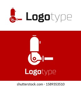 Red Angle grinder icon isolated on white background. Logo design template element. Vector Illustration