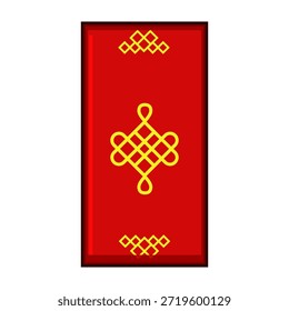 Sobre de angpao rojo con un símbolo tradicional de nudo sin fin, que representa la buena suerte, la prosperidad y una larga vida para el año nuevo chino, bodas y otras celebraciones