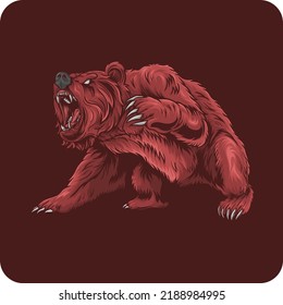 red angry bear vector illustration design