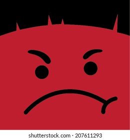 Red angry boy face