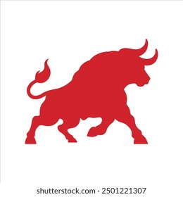 Red angry bull silhouette vector illustration design on white background.