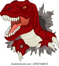 Red angry dinosaur roaring t Rex logo