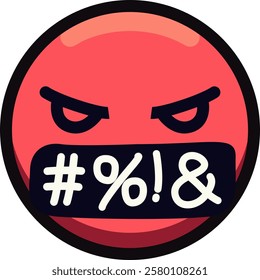 Red angry emoji with censored mouth expressing frustration and rage.